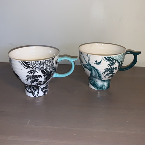 Anthropologie Unicorn and Zebra Chinoiserie Ceramic Mugs - Picture 3 of 13